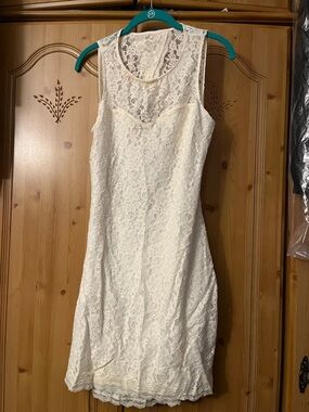 Express Ivory Lace Sleeveless Midi Dress